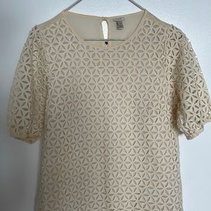 Jcrew eyelet blouse with puff sleeve XS
